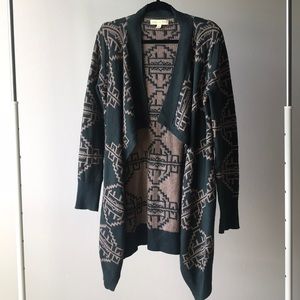 Aztec print cardigan sweater